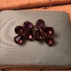 Weiss prong set rhinestone clip earrings